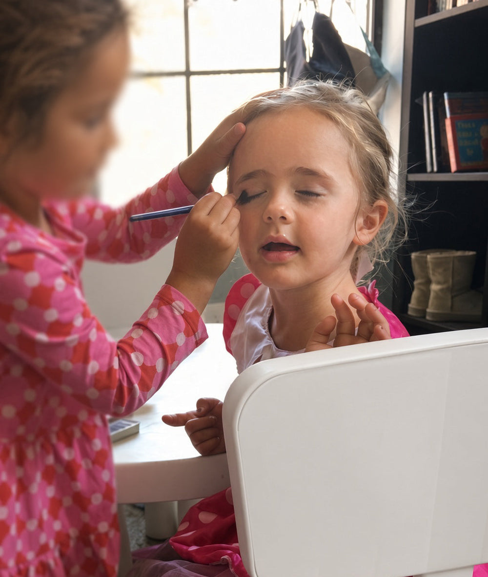 Nina’s daughter playing with makeup